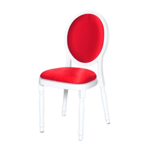 WHITE LOUIS CHAIR W/ UPHOLSTERED FRONT & BACK