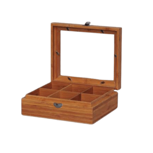 Wooden 6 Compartment Tea Box