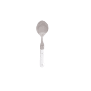 WHITE PLASTIC-HANDLED SERVING SPOON (8")