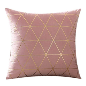 +BLUSH WITH GOLD GEOMETRIC PILLOW 18 X 18