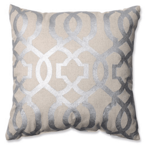 +SILVER GEOMETRIC PILLOW 16.5 X 16.5