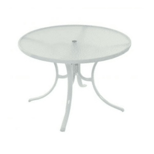 +WHITE METAL UMBRELLA TABLE (42" Round) w/ UMBRELLA