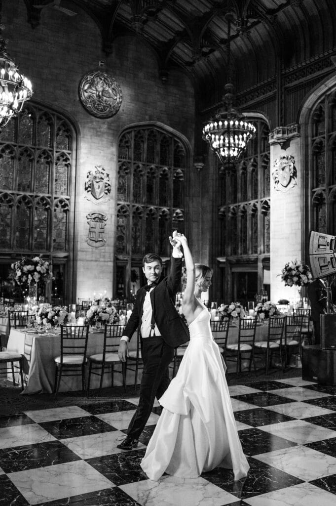 Wedding Reception, featuring Fruitwood Chiavari Chairs from Tablescapes Event Rentals
