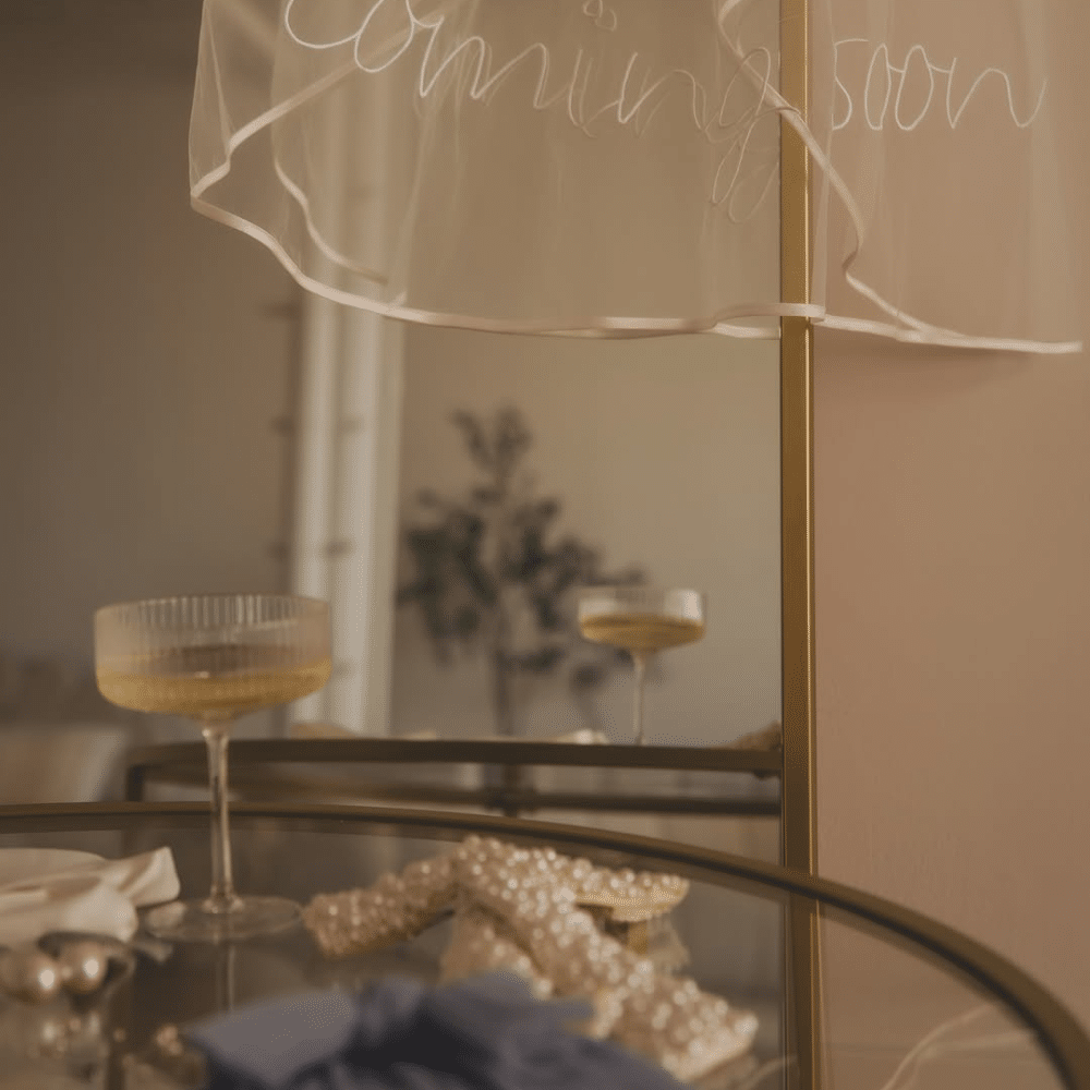 Close up of wedding veil at wedding styled shoot.