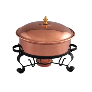 Round Copper Chafers W / Wrought Iron Legs
