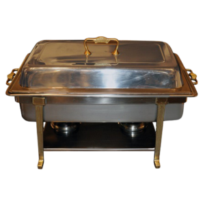Rectangular Stainless Chafer w/ Brass Accents (8 Qt)