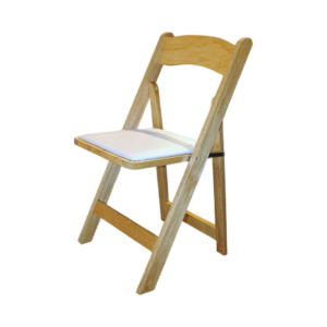OAKWOOD WOOD FOLDING CHAIR W/ WHITE PAD