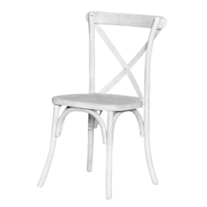 WHITE WASHED CROSS BACK CHAIR