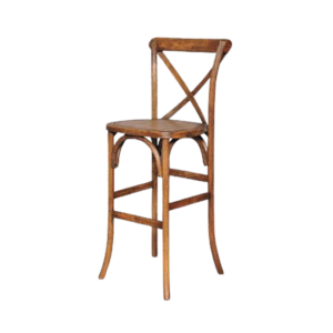 CROSS-BACK WEATHERED BAR STOOL