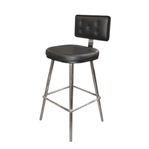 BLACK BUTTON TUCK BAR STOOL W/ BACK