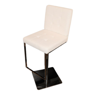WHITE / CHROME MODERN BAR STOOL W/ BACK