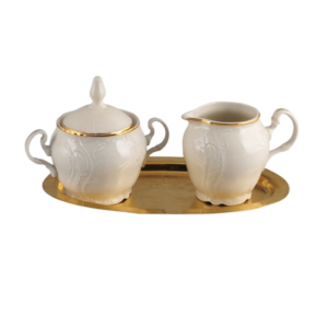Antique Ivory Gold-Edged Sugar & Creamer Set