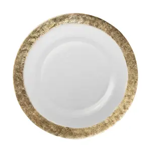 GOLD RIM TEXTURED CLEAR CHARGER