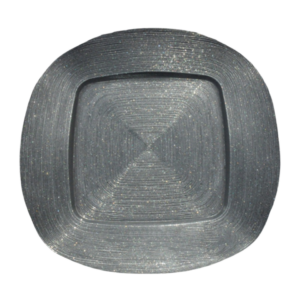 SQUARE SILVER SPIRAL GLITTERED CHARGER