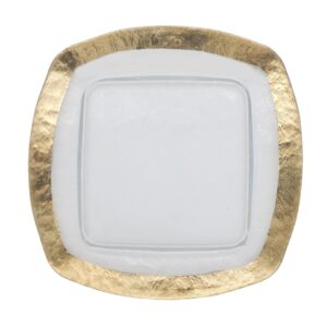 GOLD RIM SQUARE TEXTURED CLEAR CHARGER