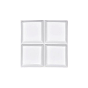 WHITE SQUARE 4 COMPARTMENT PLATE (10")