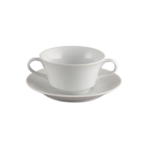 RIMMED WHITE DOUBLE-HANDLED CUP (8 OZ)