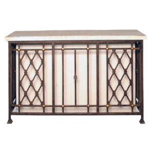 AGED BRONZE BAR / CONSOLE TABLE W/ MIXING RAIL INSERT