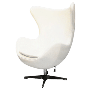 White Leather Egg Swivel Chair