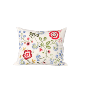 Reversible Red Yellow Floral/Stripe Pillow