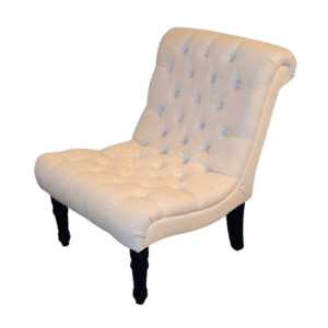 Beige Tufted Linen Chair Armless