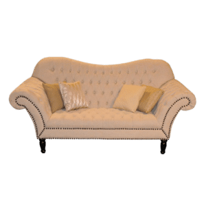 Beige Tufted Linen Sofa (84" X36" X38")