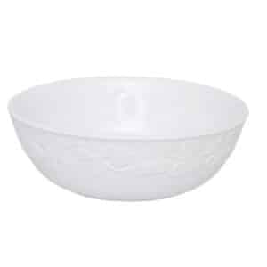 WHITE EMBOSSED ROUND BOWL