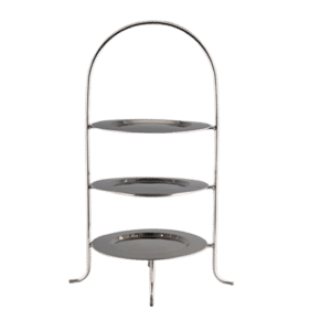 SILVER 3-TIER BUFFET PLATE STAND