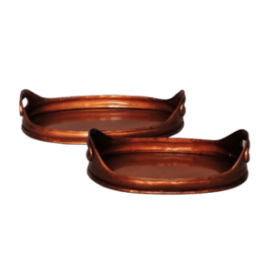 ANTIQUE COPPER OVAL HANDLED TRAY COLLECTION