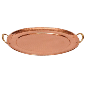 HAMMERED COPPER OVAL TRAY W/ HANDLES