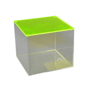 Neon Green Square Tray Top (12") - Shown w/Clear Lucite Box (12" X 12" X 10") (Not included)