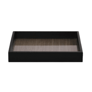 Black Lacquer Square Tray W/Bamboo Insert (12")