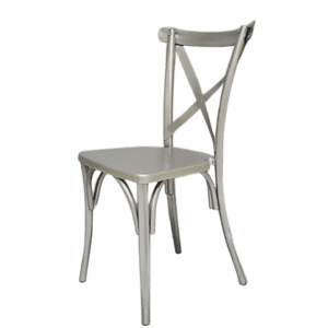 SILVER METAL CROSS BACK CHAIR