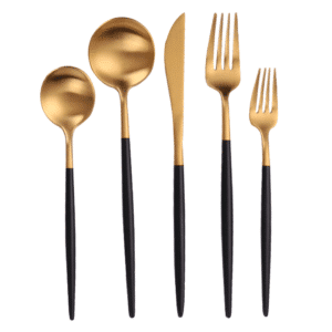 Black Handle w/ Gold Flatware